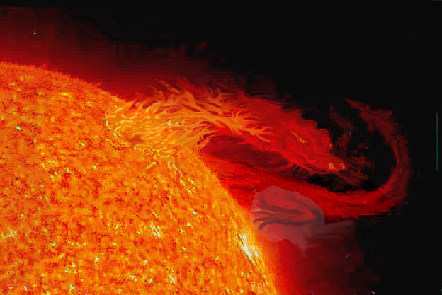 solar flare in shape of a dragon